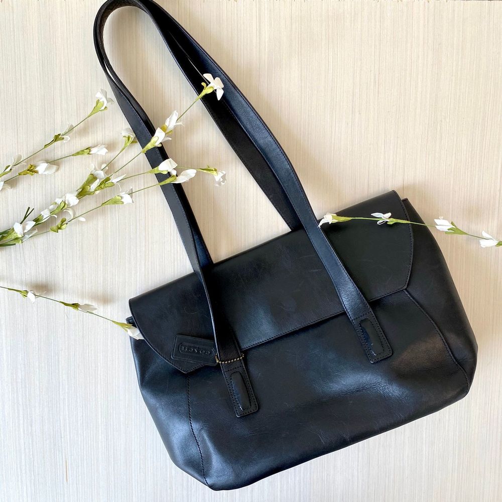 Vintage Coach Black Leather Satchel Purse